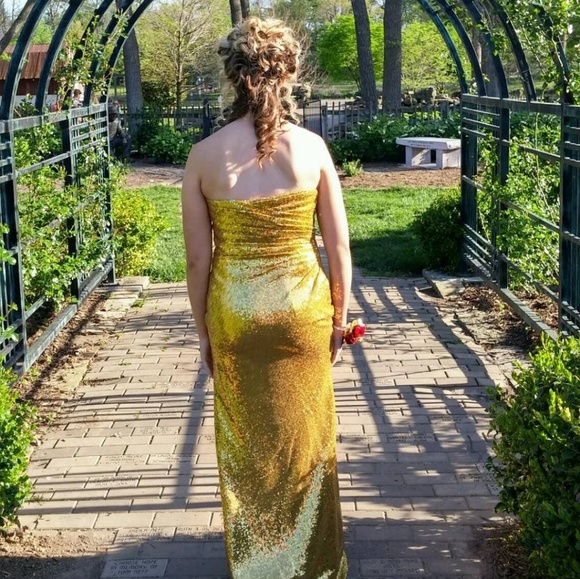 Gold Sequin Prom Dress - Picture 2 of 5